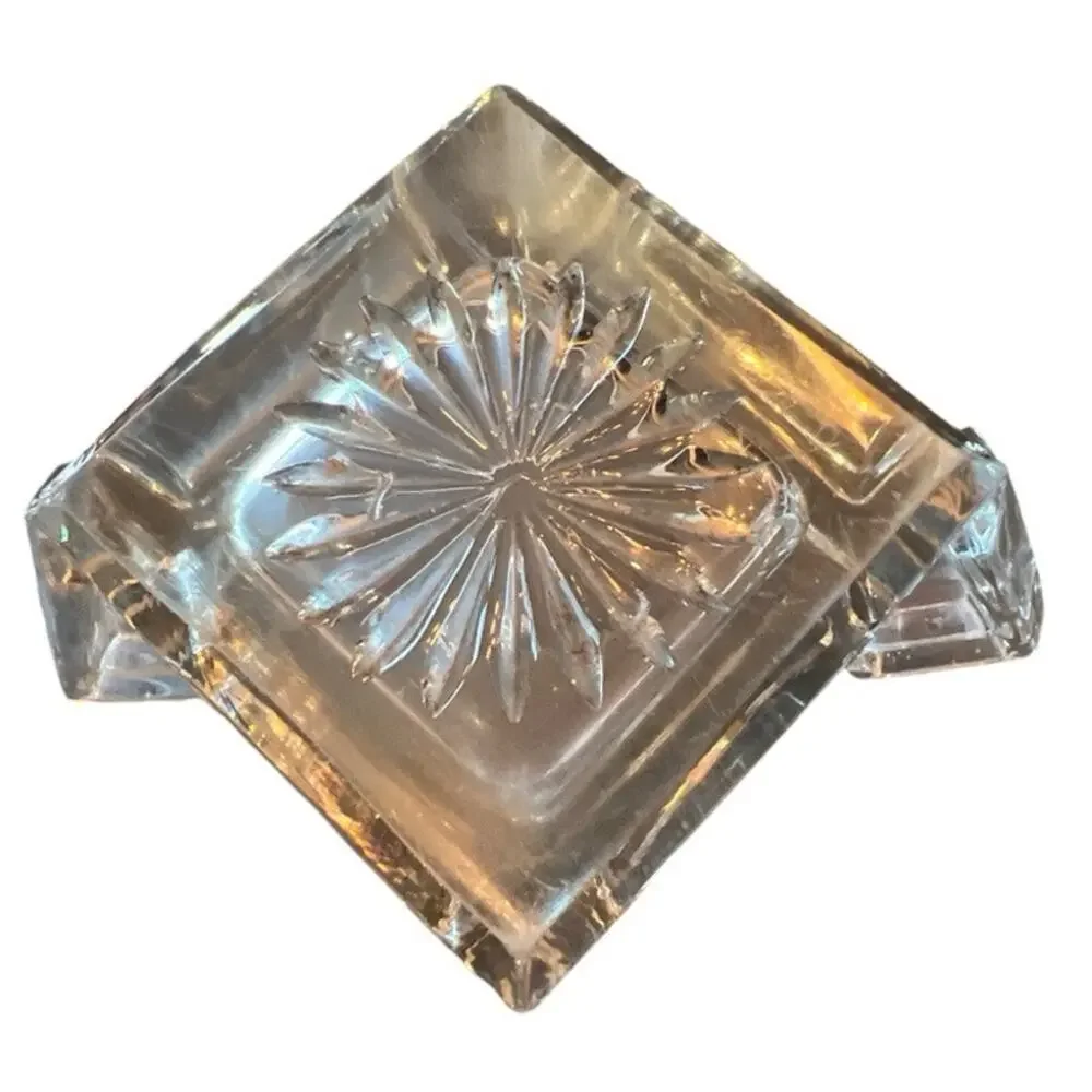 Heisey Clear Quatro Fine Crystal Open Sugar Bowl Vase Heavy Glass Square Handles